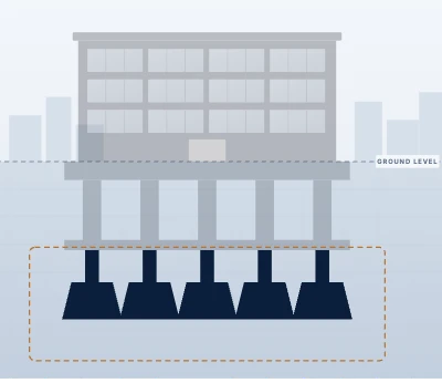Building with the footings layer highlighted
